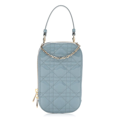Christian Dior Patent Cannage Lady Dior Phone Holder Cloud Blue 1 of 11