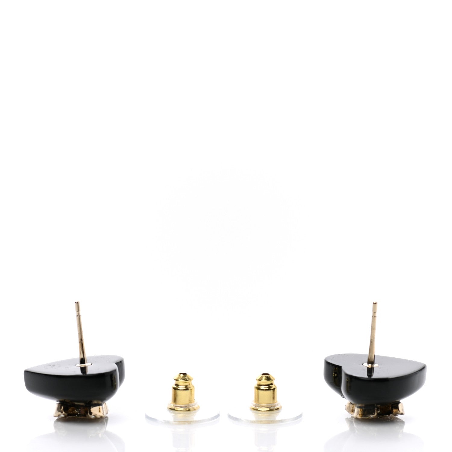 Chanel Resin Crystal CC Heart Earrings Black Gold 3 of 5