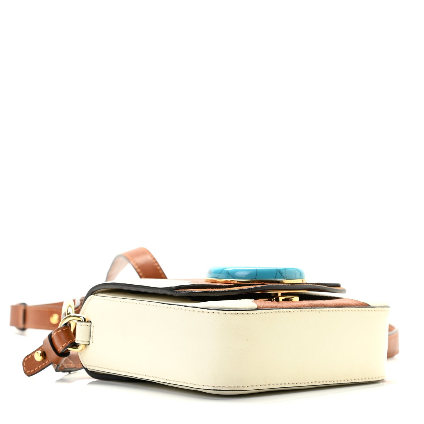 Smooth Calfskin Patchwork Mini C Bag Natural White