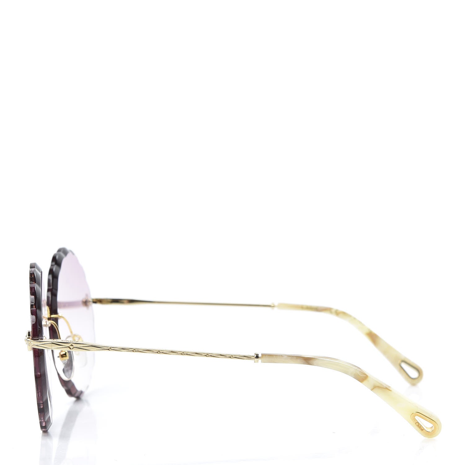 Chloe Rosie Bevelled Round Sunglasses CE142S Gold Gradient Coral 2 of 7