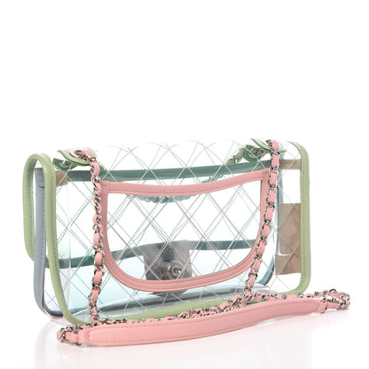 Chanel Lambskin PVC Quilted Medium Coco Splash Flap Blue Green 4 of 10