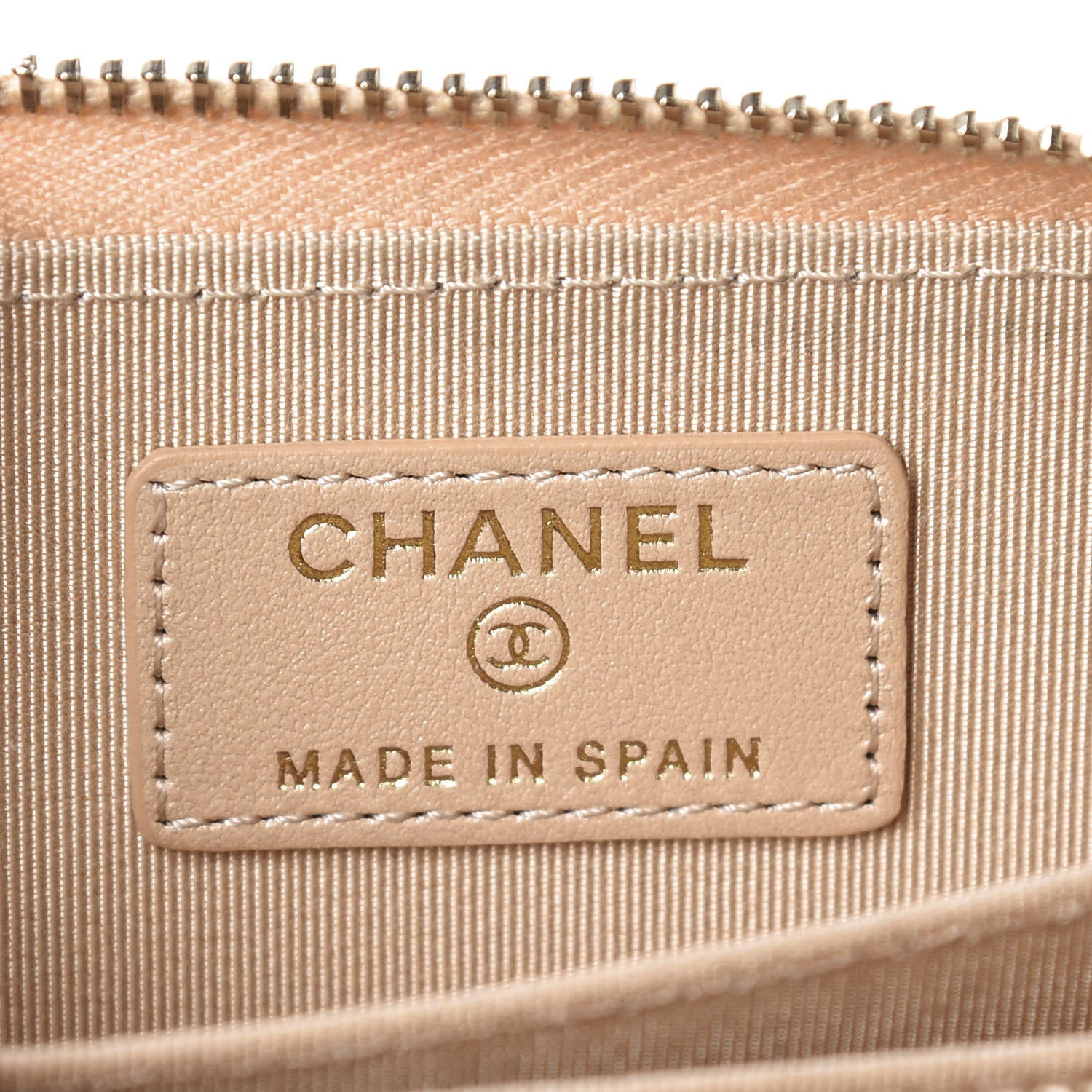 Chanel Iridescent Caviar Quilted Zip Around Coin Purse Beige 5 of 9