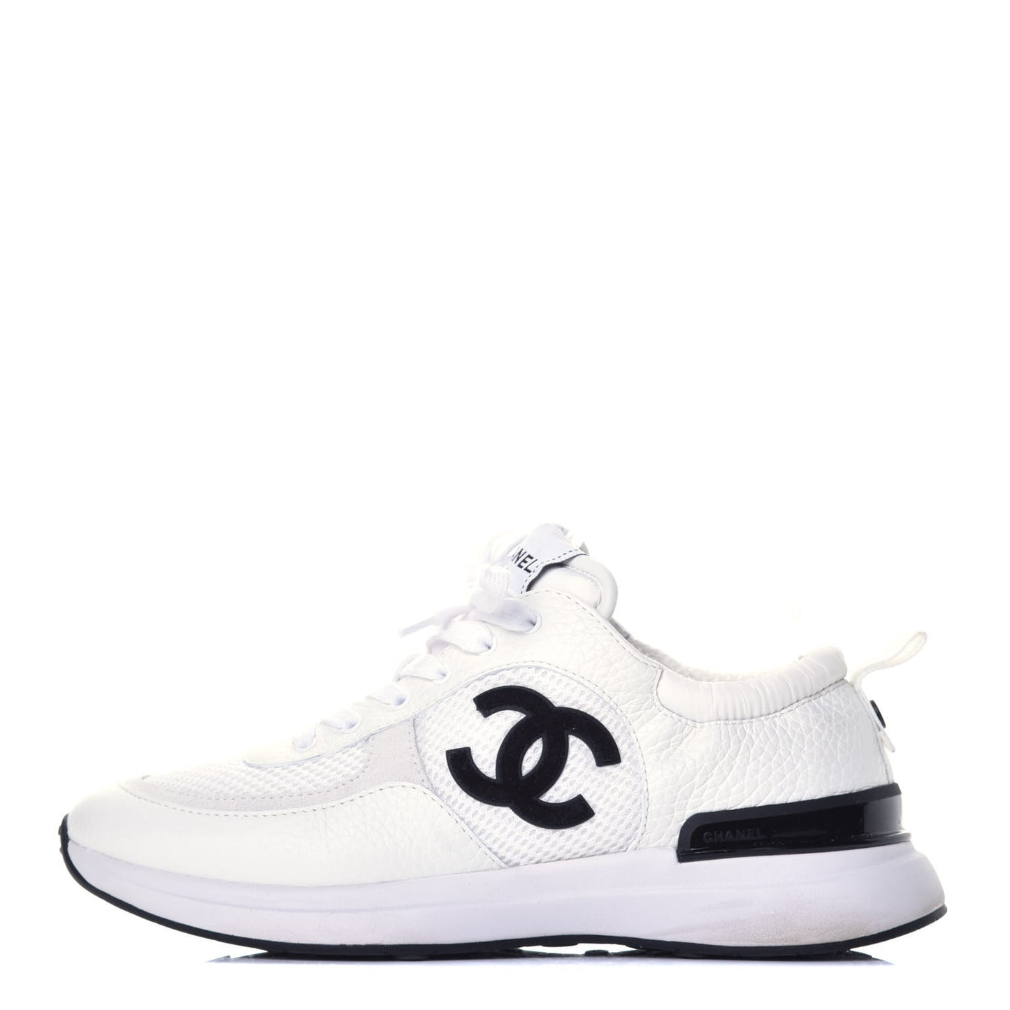 Calfskin Mesh Suede Womens Logo Sneakers 38.5 White