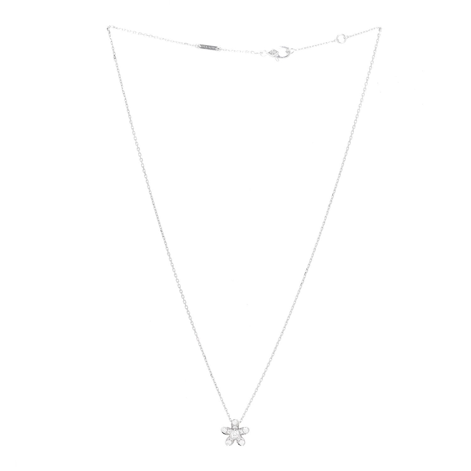 Van Cleef & Arpels 18K White Gold Diamond Socrate One Flower Pendant Necklace 3 of 5