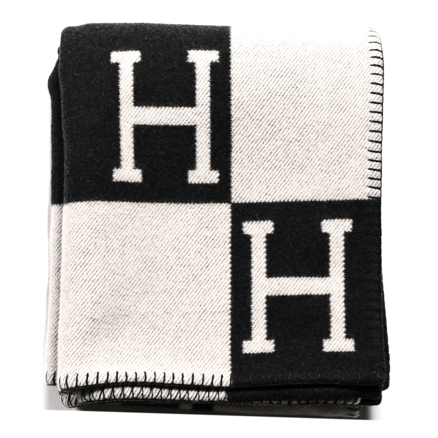 Hermes Wool Cashmere Avalon Blanket Ecru Gris Fonce 1 of 3