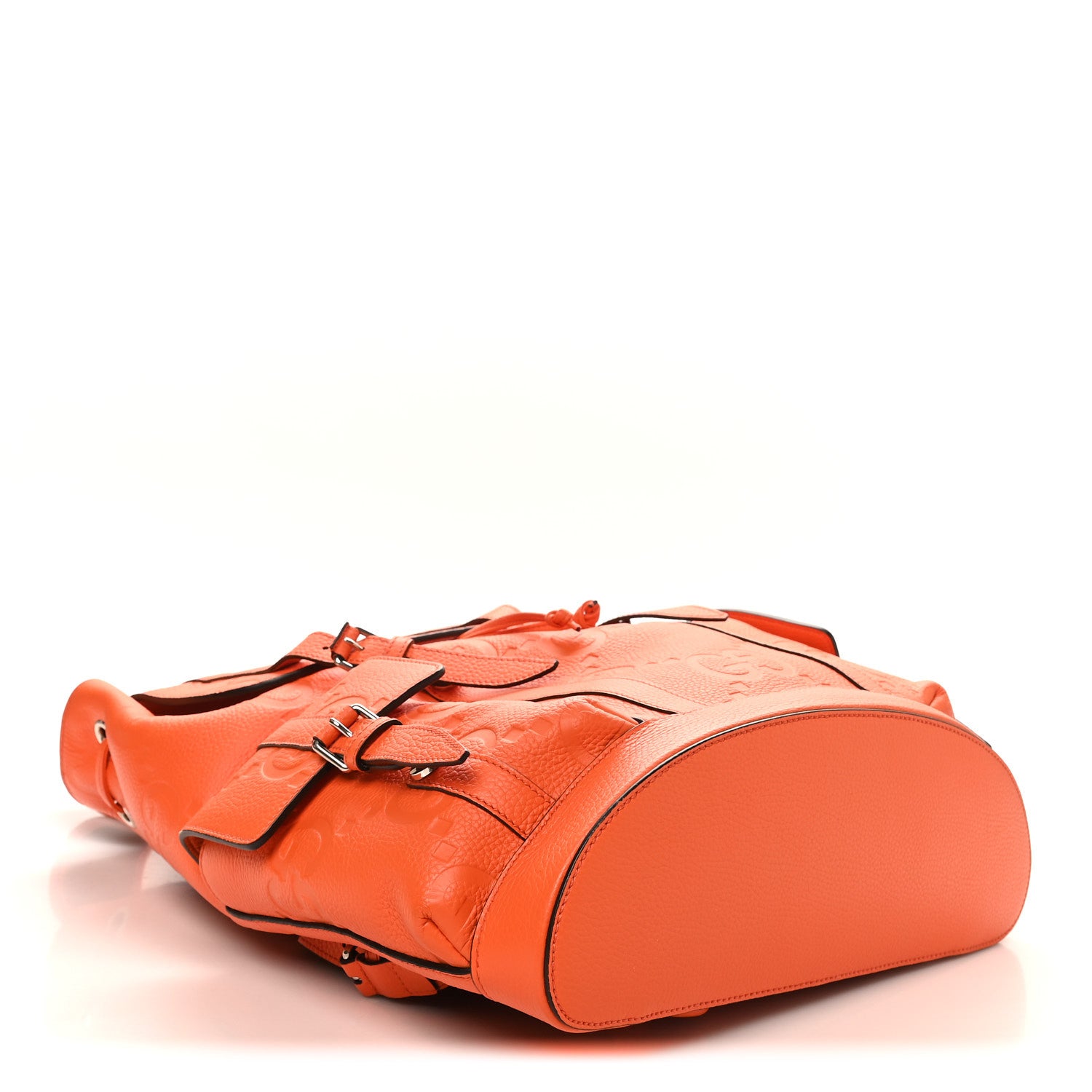 Gucci Piuma Calfskin Jumbo GG Embossed Double Buckle Backpack Good Orange 3 of 9