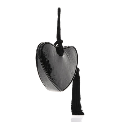 Saint Laurent Patent Crocodile Embossed Sac Coeur Heart Shaped Clutch Black 2 of 5