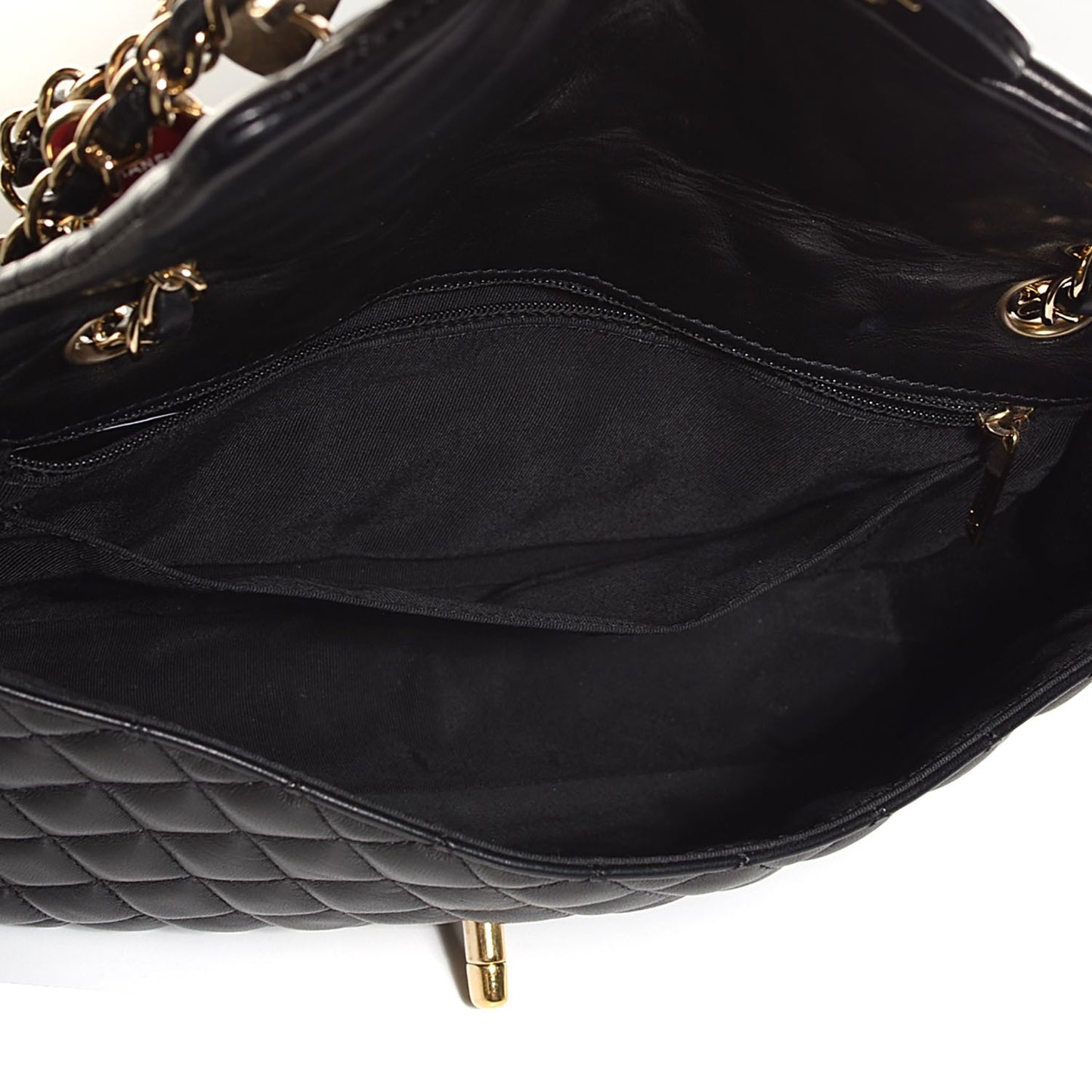 Lambskin Quilted Valentine Charms Medium Single Flap Black