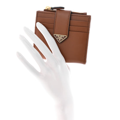 Prada Calfskin Small Triangle Wallet Cognac 2 of 9