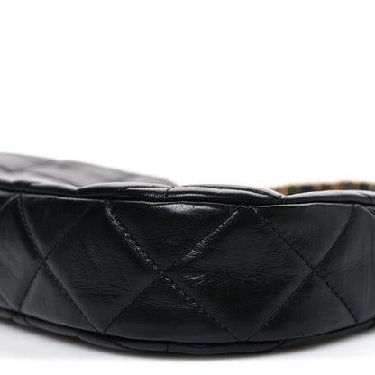 Chanel Crumpled Calfskin Quilted Braided CC Small Hobo Black 10 of 11