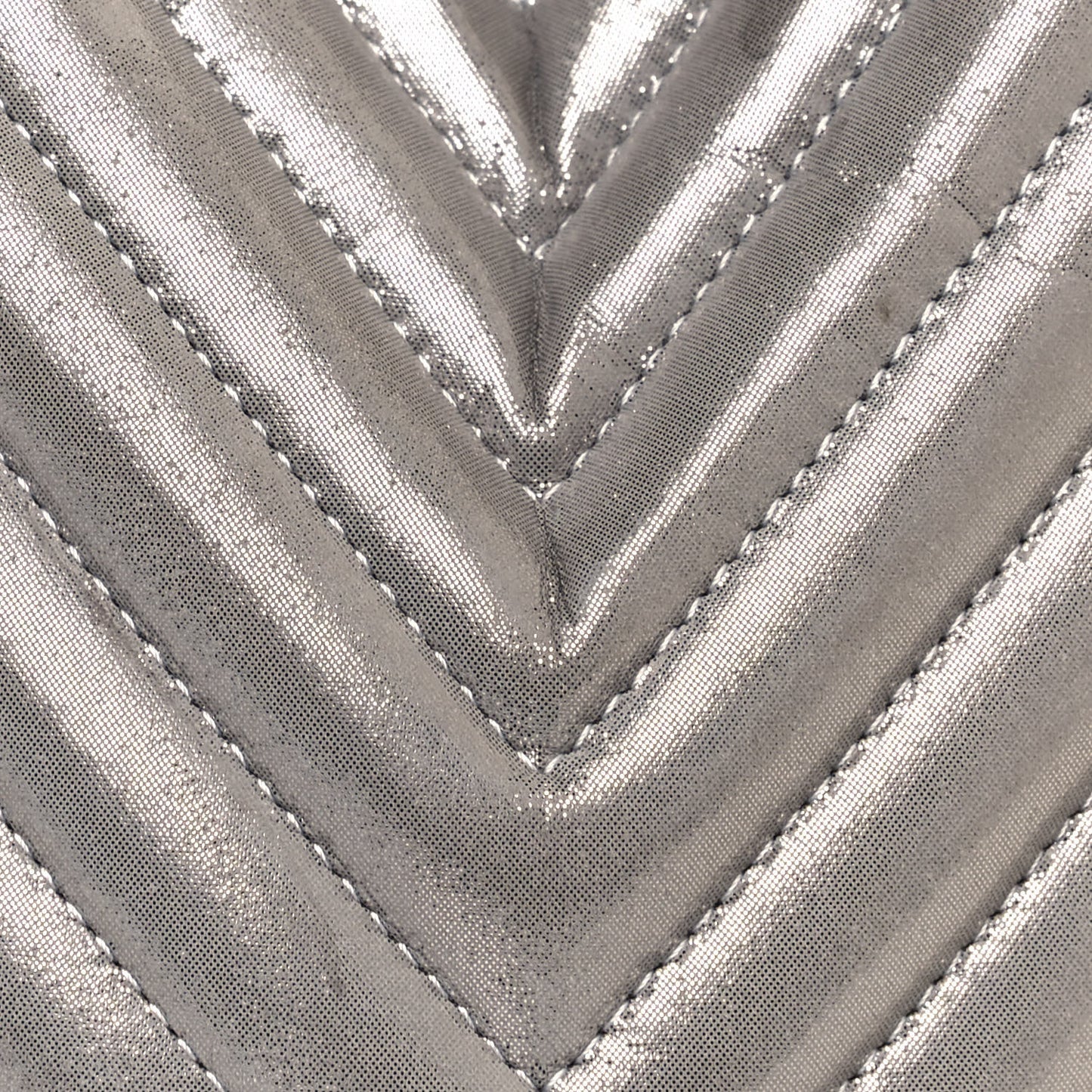 Iridescent Calfskin Chevron Small Urban Spirit Drawstring Bag Silver