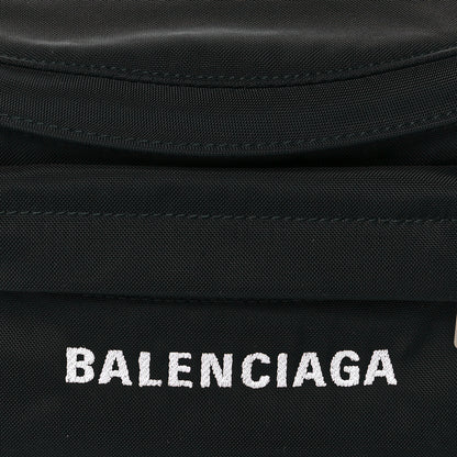 Balenciaga Sport Nylon Logo Embroidered Wheel Belt Bag Black White 7 of 9