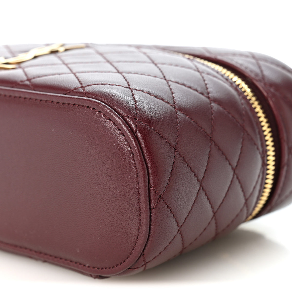 Lambskin Quilted Mini Gaby Vanity Case Rouge Cabernet