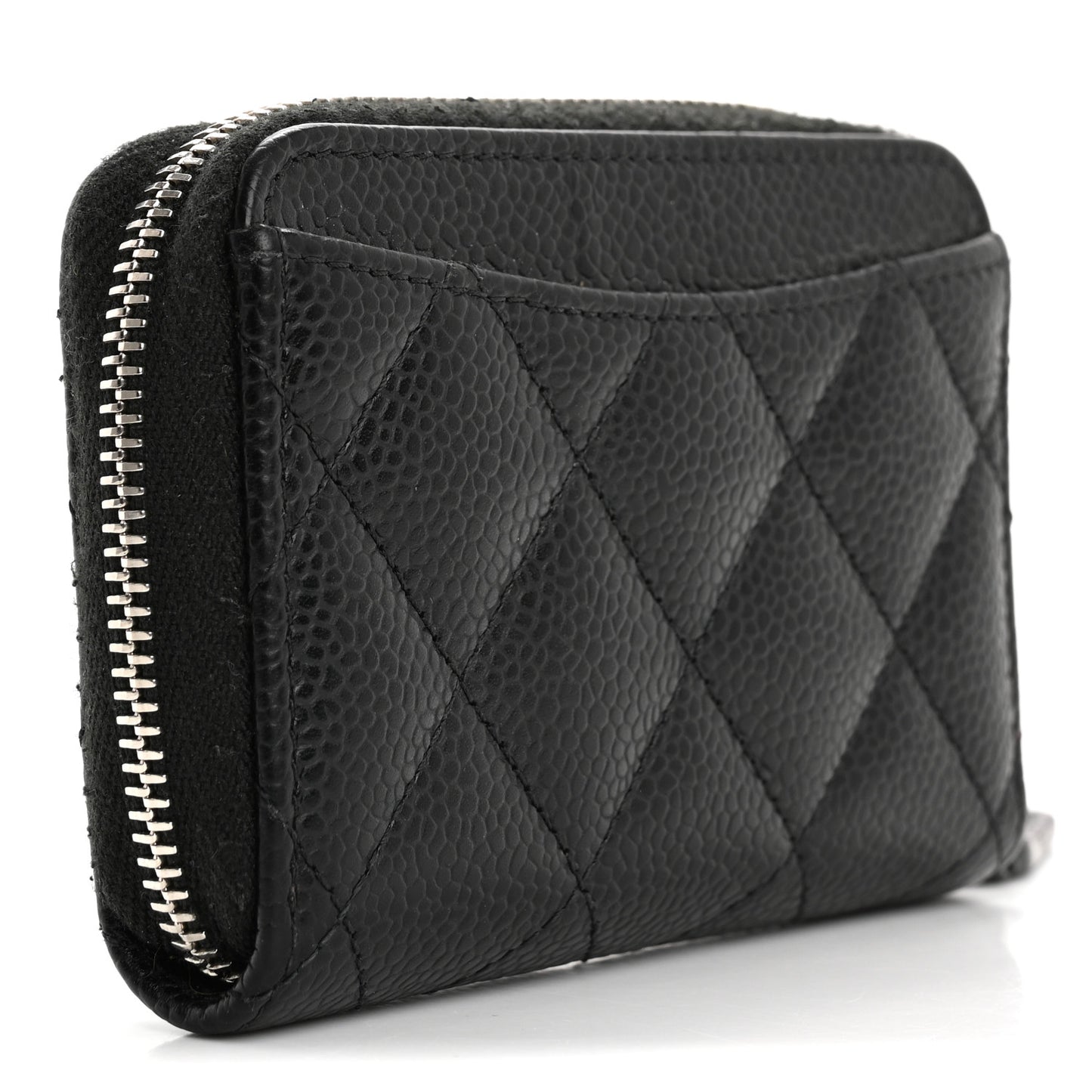 Caviar Quilted Zip Coin Purse Black