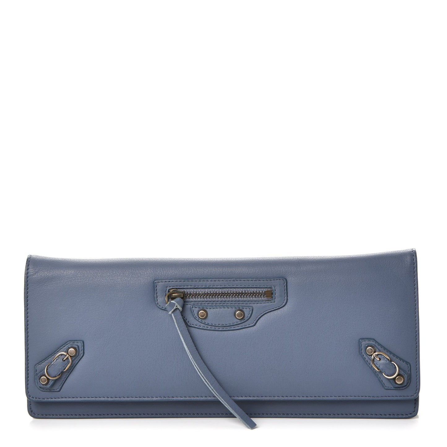 Calfskin Papier Wand Clutch Petroleu Bleu