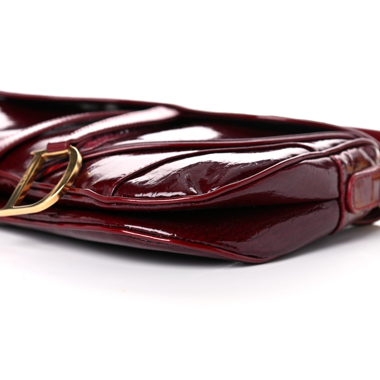 Christian Dior Patent Diorissimo Double Saddle Bag Dark Red 6 of 10
