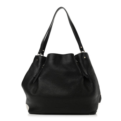 Burberry Grainy Calfskin House Check Medium Maidstone Black 1 of 10