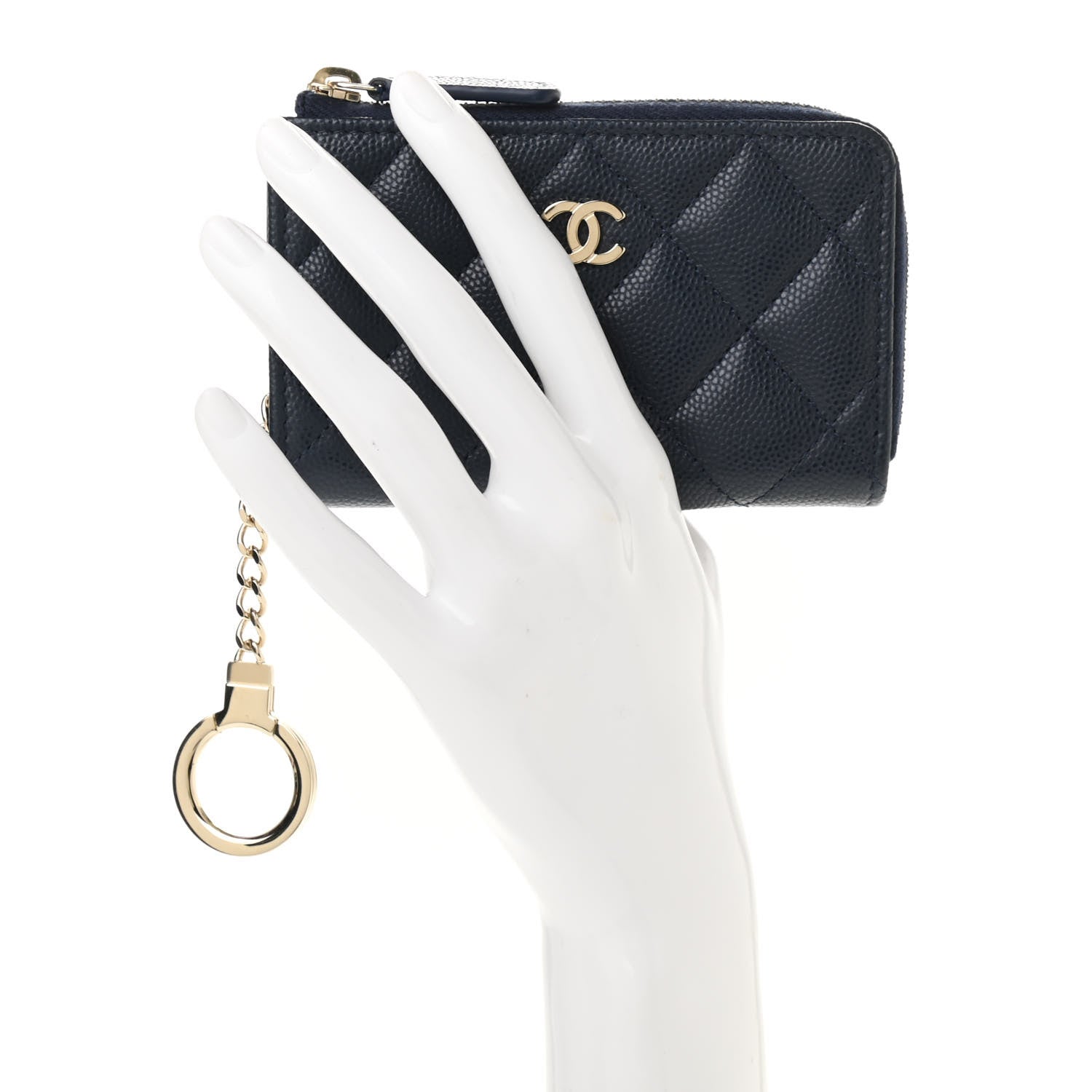 Chanel Caviar Quilted Zipped Key Holder Case Navy 2 of 7
