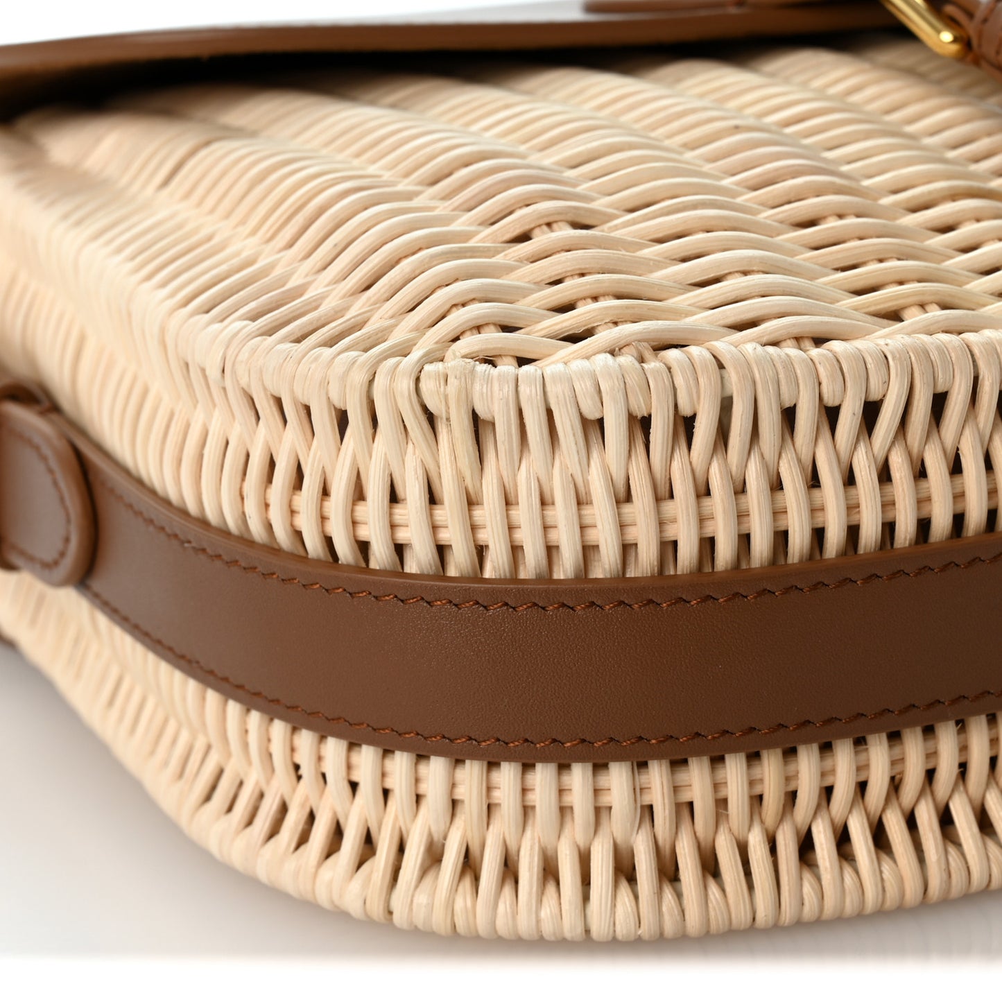 Wicker Calfskin Medium Bobby Flap Golden Saddle