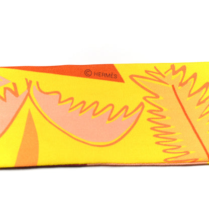 Hermes Silk Sea Surf and Fun Twilly Jaune Vif Abricot Soleil 3 of 8