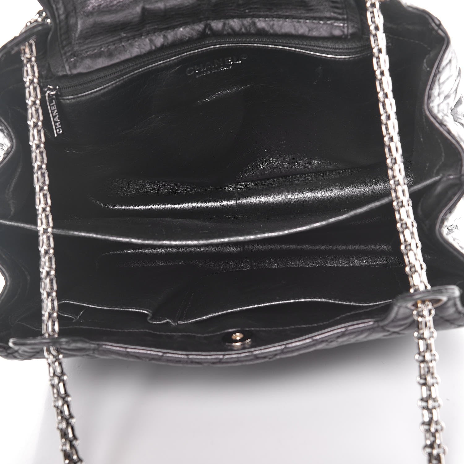 Chanel Metallic Aged Calfskin Quilted Reissue 2.55 Accordion Flap Black 5 of 16