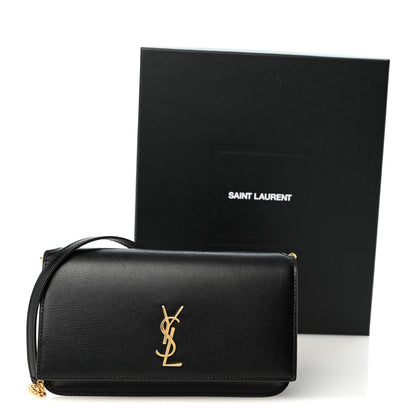 Saint Laurent Grained Calfskin Monogram Phone Holder Crossbody Black 10 of 10