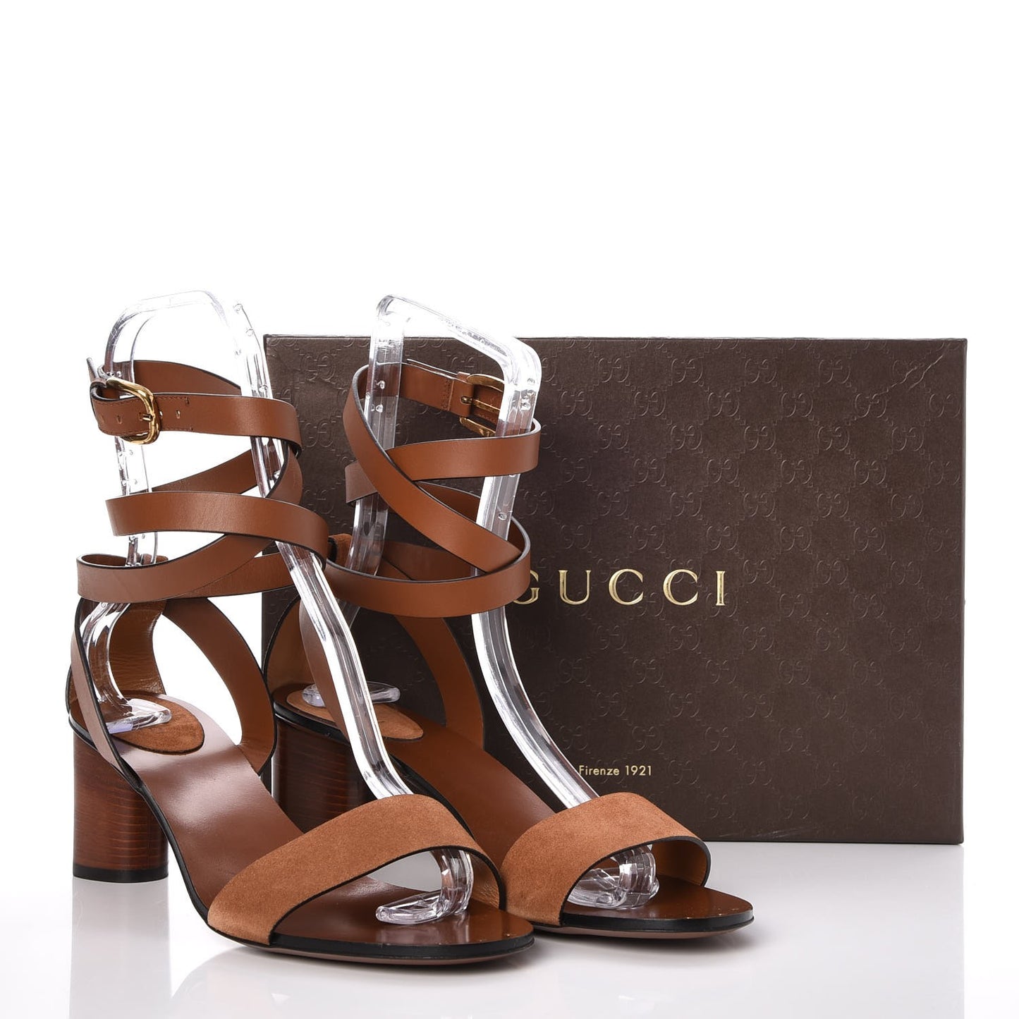 Suede Calfskin Candy Cross Sandals 42 Brown