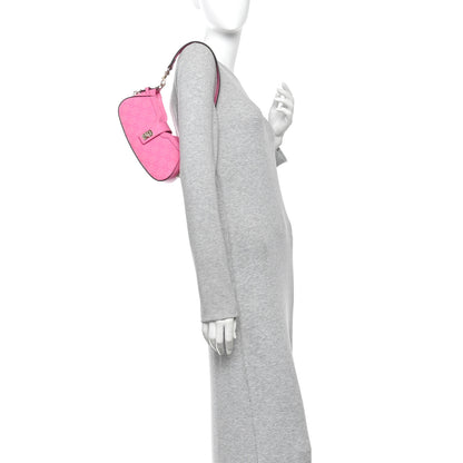 Gucci Calfskin Monogram Mini Moon Side Shoulder Bag Pink 2 of 10