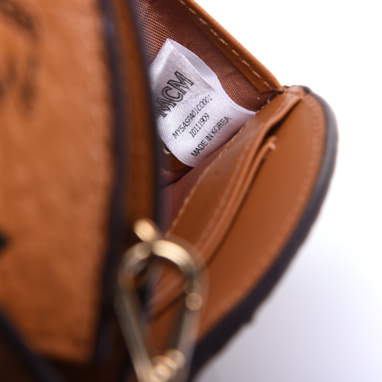 MCM Visetos Small Patricia Round Crossbody Wallet Cognac 9 of 13