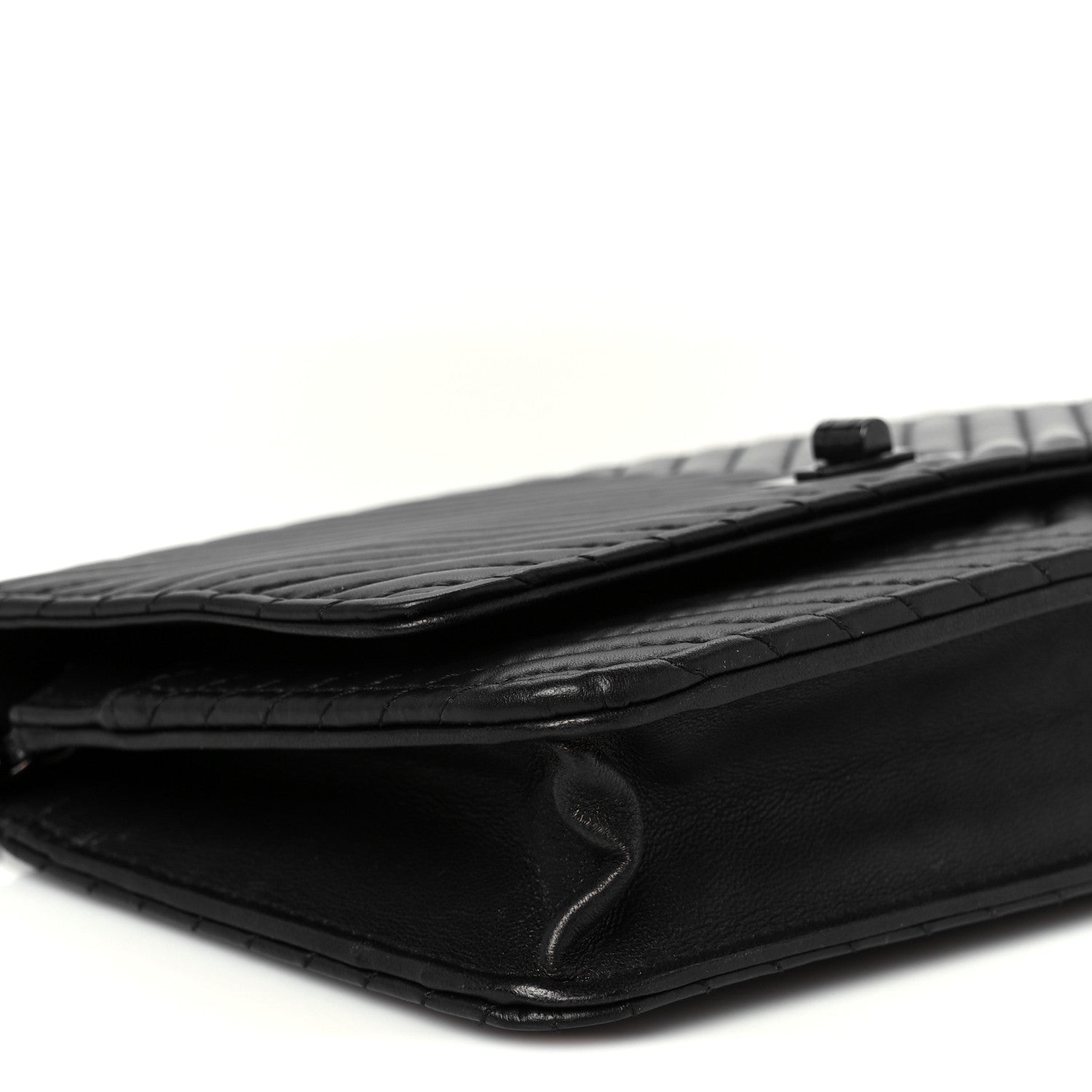 Chanel Sheepskin Chevron Reissue Wallet On Chain WOC So Black 10 of 11