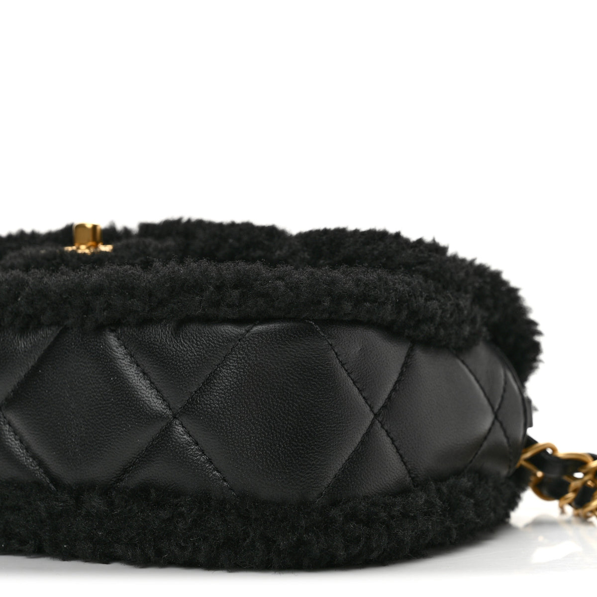 Shearling Lambskin Quilted Mini Furry Coco Flap Black
