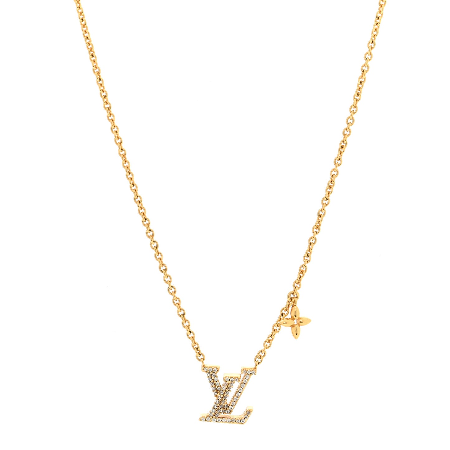 Metal Crystal LV Iconic Necklace Gold