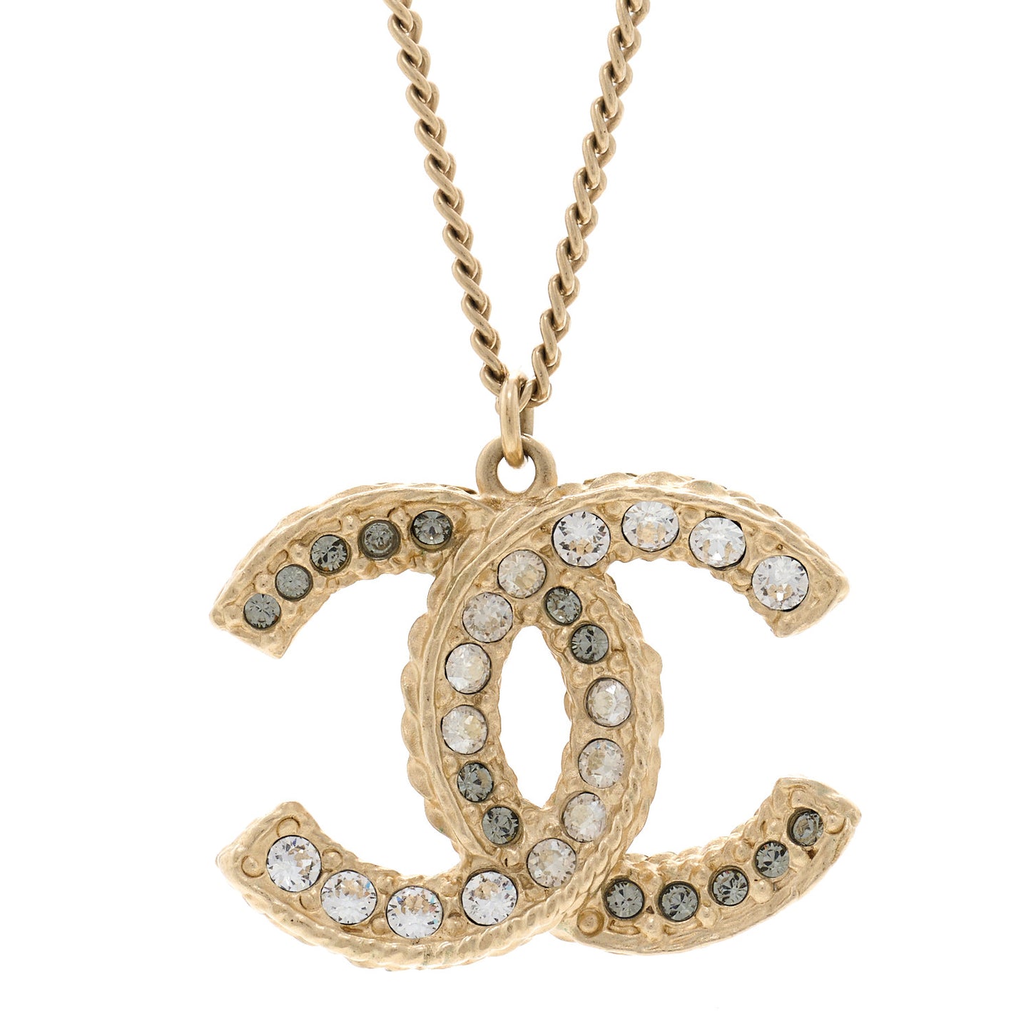Crystal Enamel CC Reversible Pendant Necklace Gold