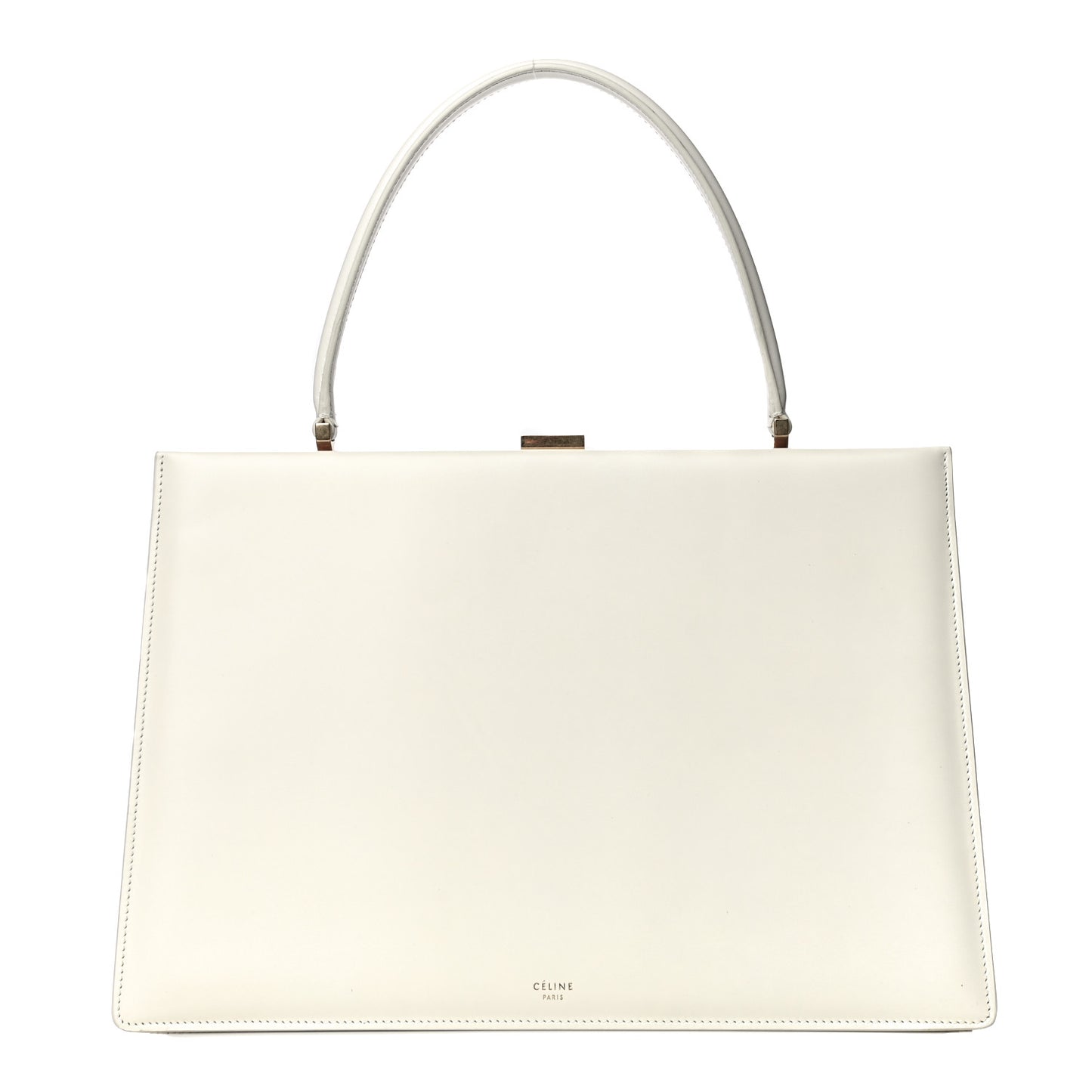 Patina Box Calfskin Medium Clasp Bag White
