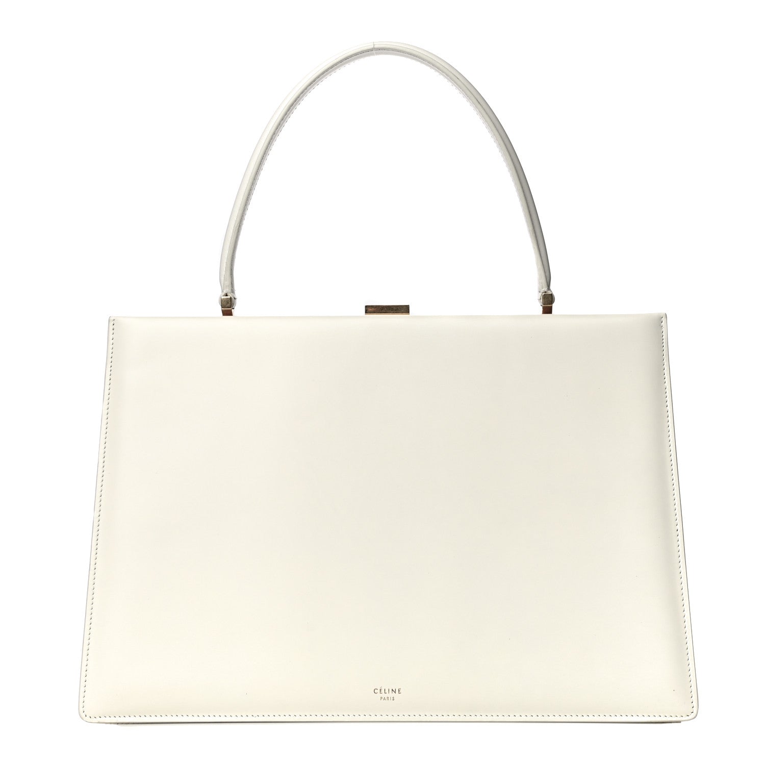 Celine Patina Box Calfskin Medium Clasp Bag White 1 of 10