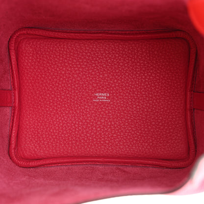 Hermes Taurillon Clemence Swift Eclat Picotin Lock 18 PM  Rose Mexico Rouge De Coeur 5 of 11