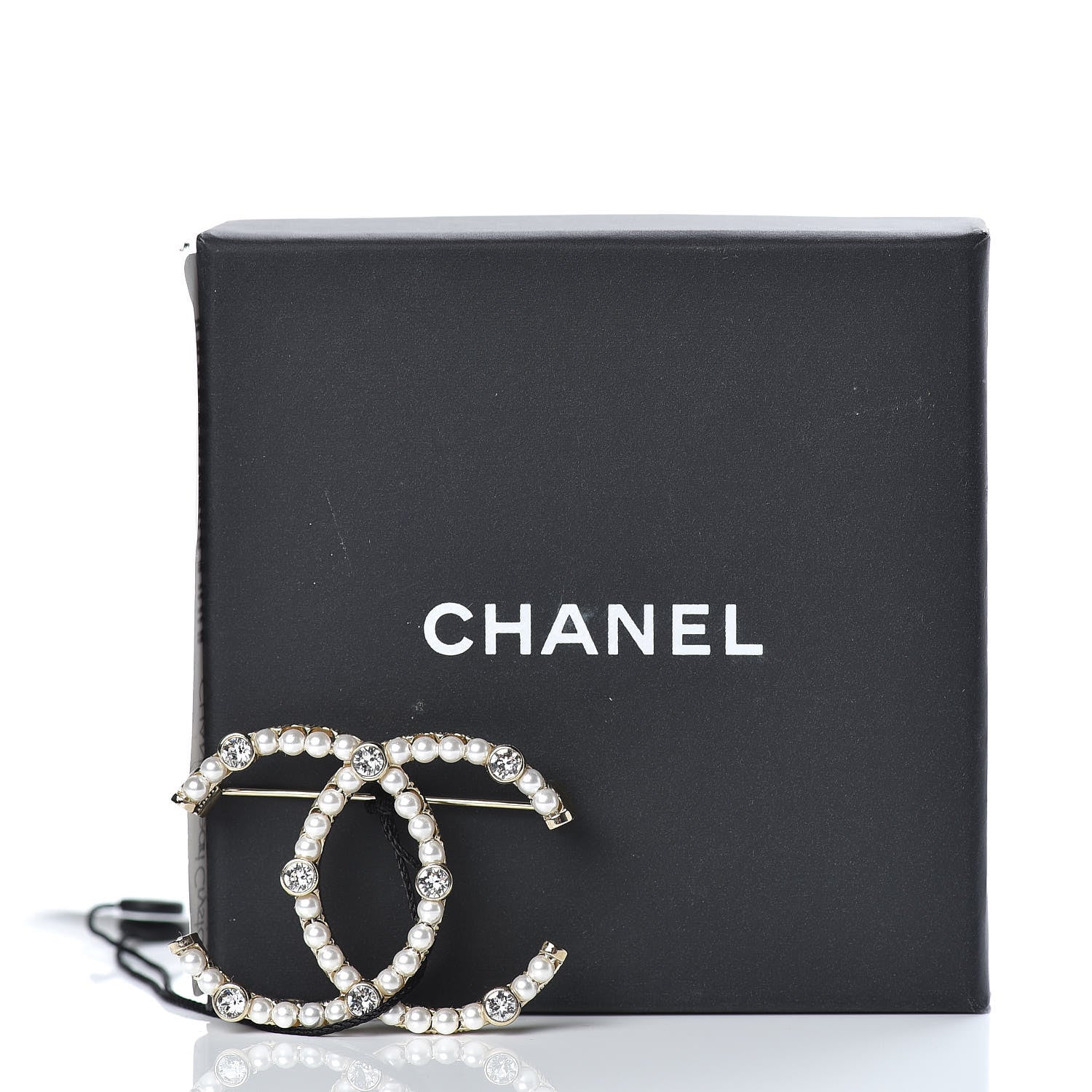 Chanel Pearl Crystal CC Charms Brooch Gold 5 of 5