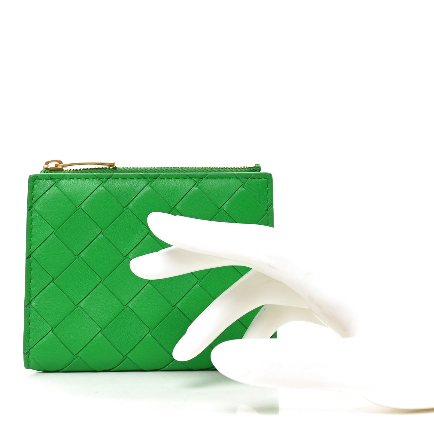 Nappa Intrecciato Small Bi-Fold Zip Wallet Parakeet