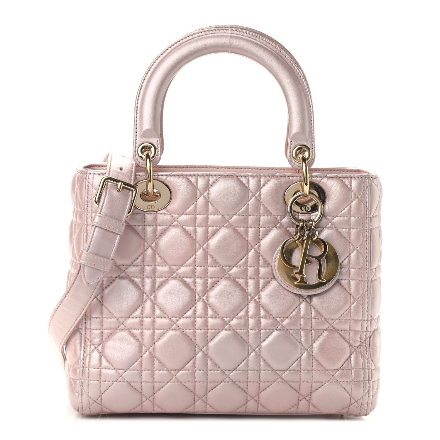 Christian Dior Pearly Lambskin Cannage Medium Lady Dior Lotus 1 of 11