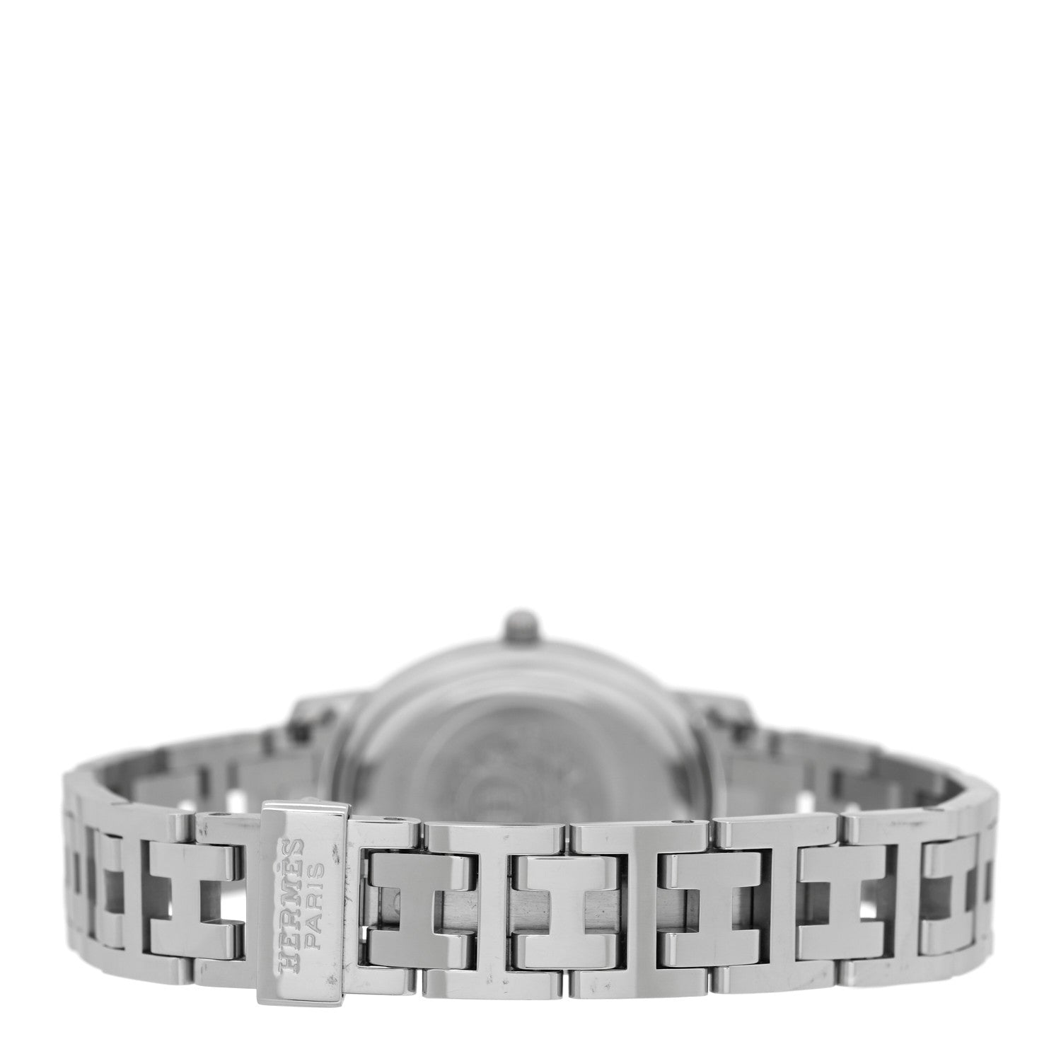Hermes Stainless Steel Diamond Pink Mother of Pearl 22mm Clipper Oval Quartz Watch 3 of 4
