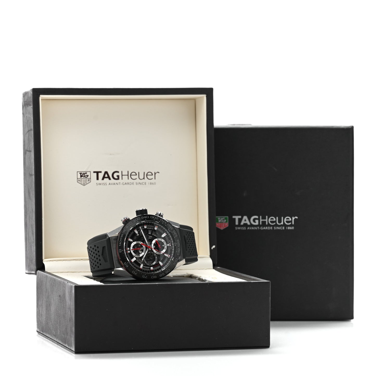 Stainless Steel 45mm Carrera Chronograph Automatic Watch Black CAR2A1Z