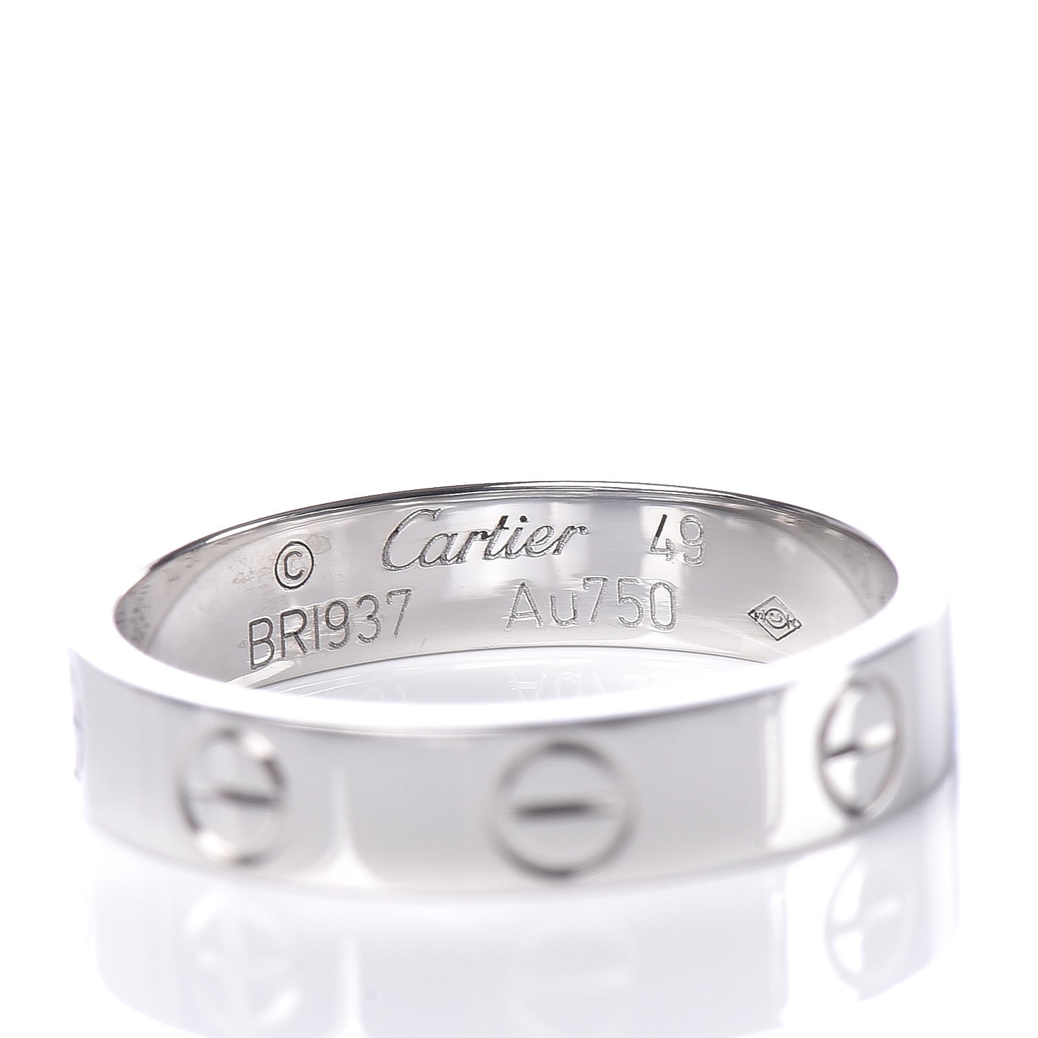 Cartier 18K White Gold 3.5mm LOVE Wedding Band Ring 49 4.75 4 of 4