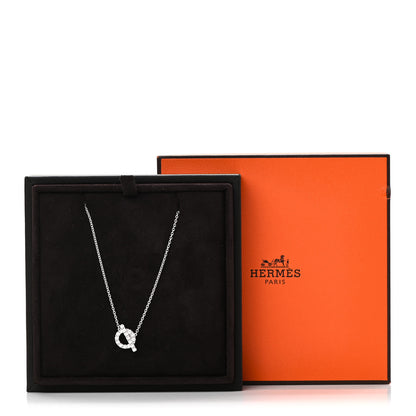 Hermes 18K White Gold Diamond Finesse Pendant Necklace 5 of 5