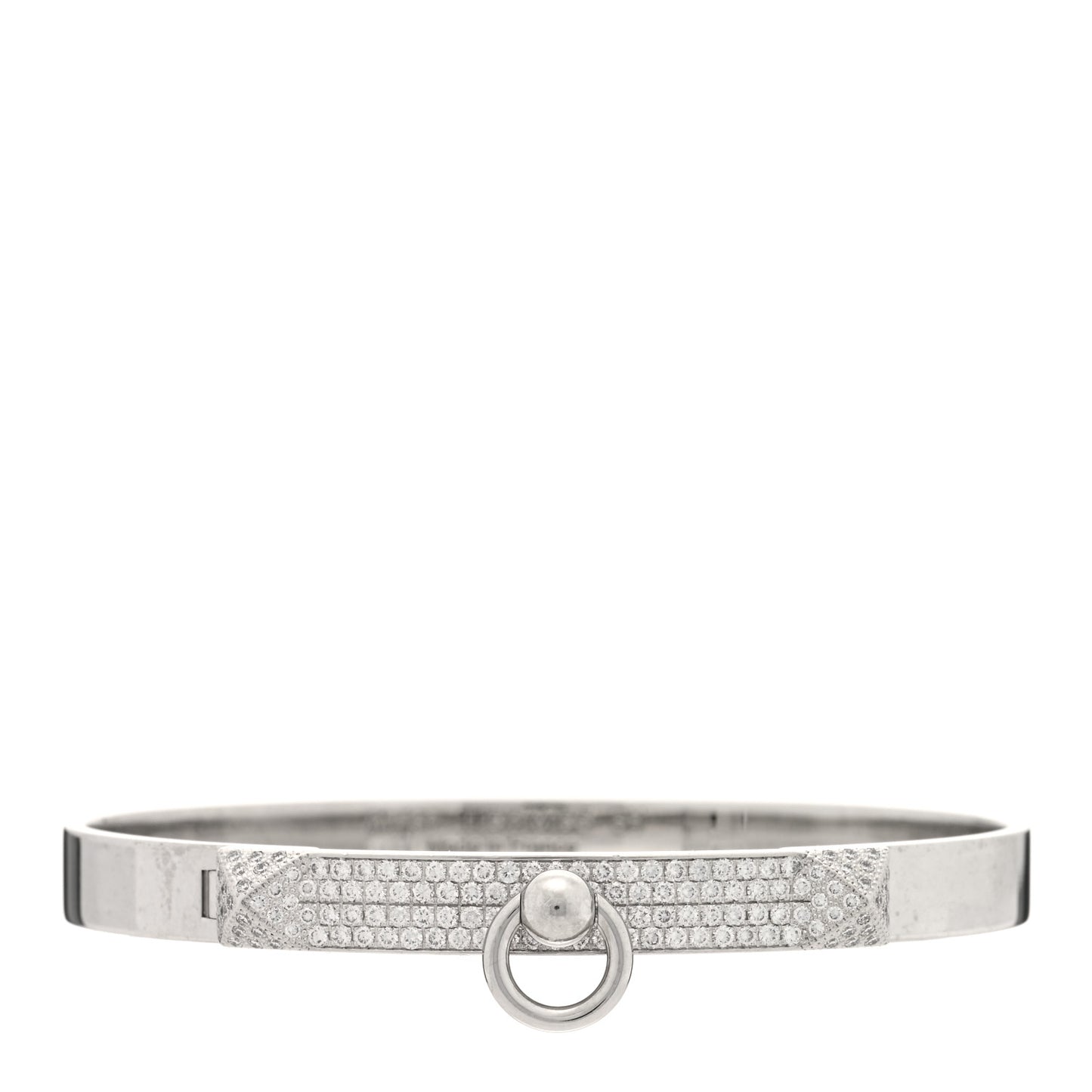18K White Gold Pave Diamond PM Collier De Chien Bracelet SH