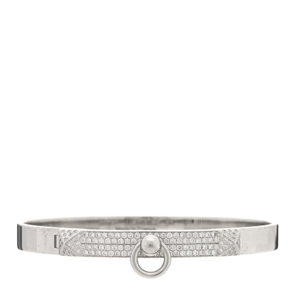 Hermes 18K White Gold Pave Diamond PM Collier De Chien Bracelet SH 1 of 5