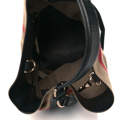 Burberry Canvas Mega Check Medium Ashby Hobo Black 6 of 9