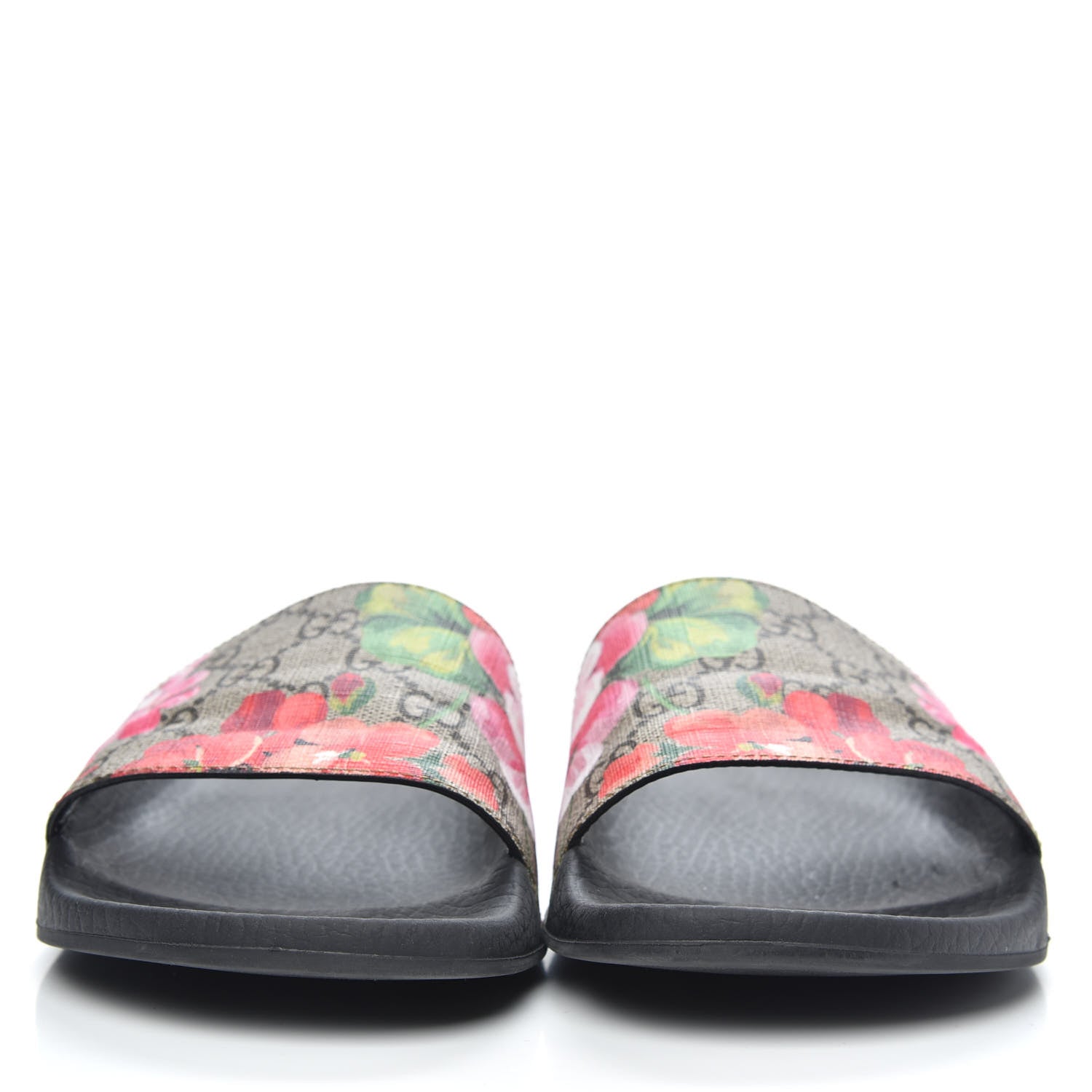 Gucci GG Supreme Monogram Blooms Slide Sandals 39 Beige Multicolor 2 of 8