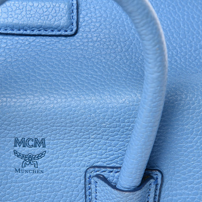 MCM Grained Calfskin Mini Milla Tote Mediterranean Blue 7 of 13