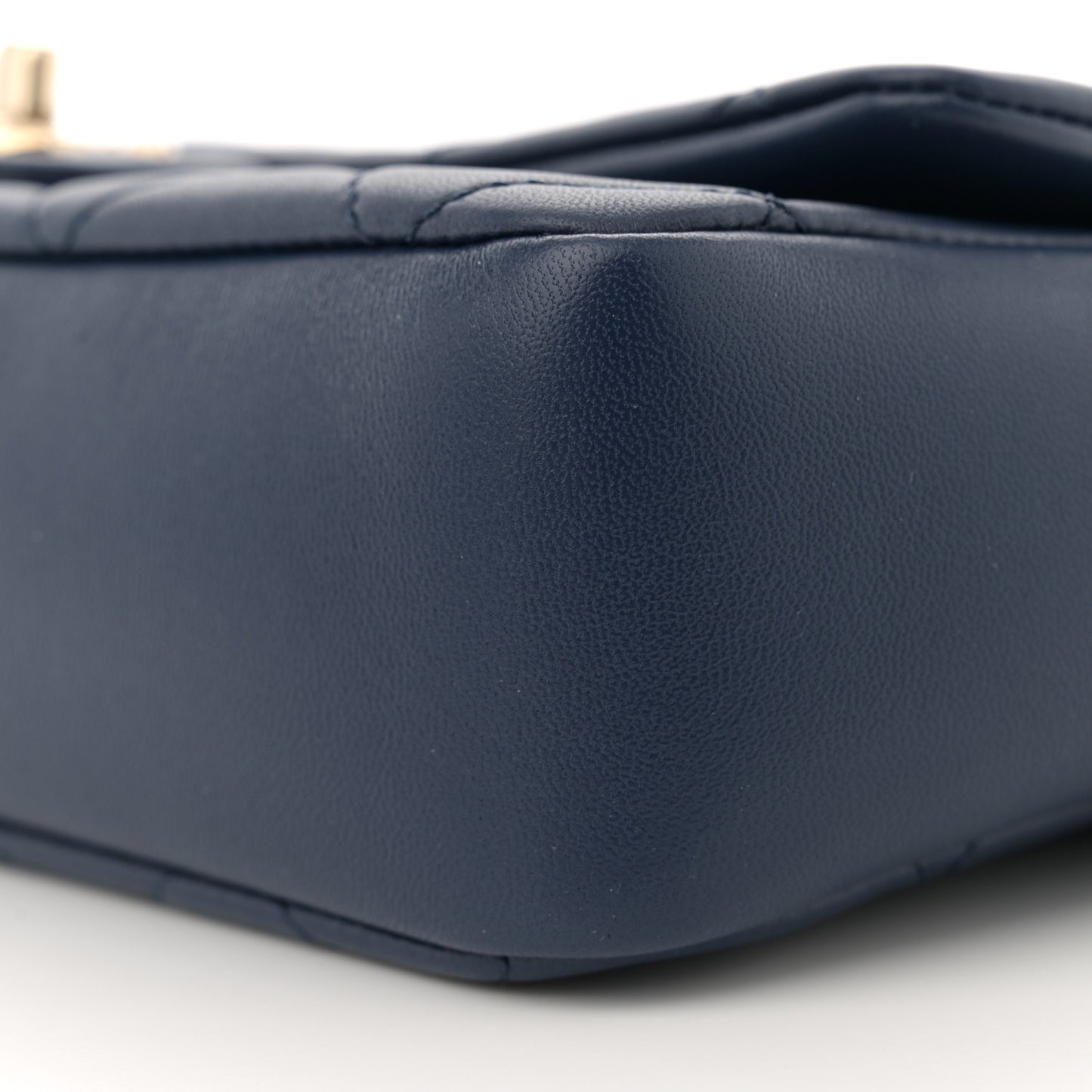 Lambskin Quilted Resin Bi-Color Chain Flap Bag Navy