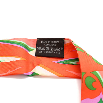 Hermes Silk Brides De Gala Shadow Twilly Orange Vert Corail 4 of 4